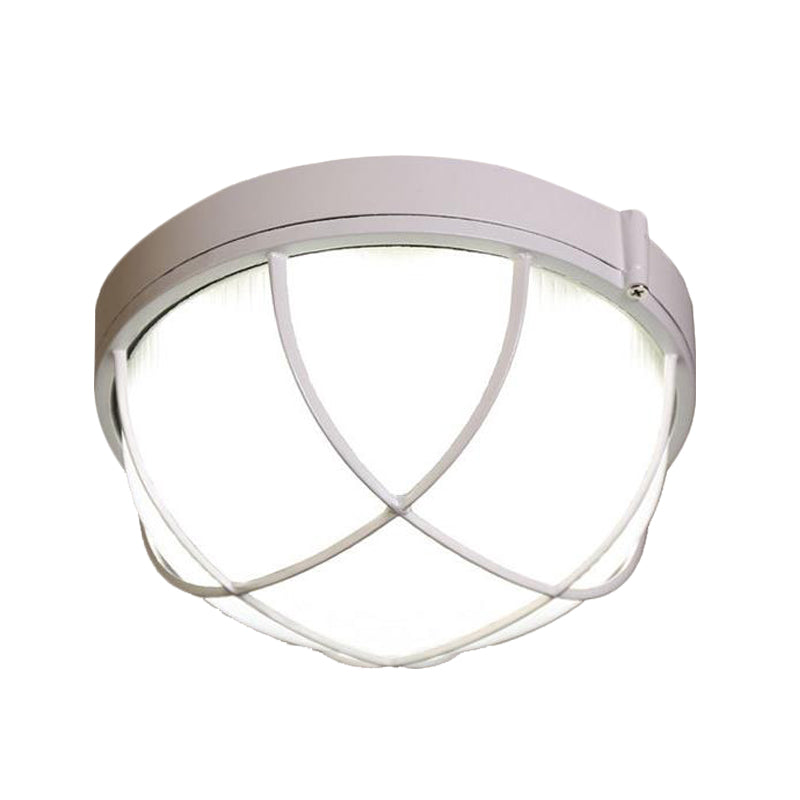 1 Light Flush Light Fixture Farmhouse Dome Frosted Glass Flush Ceiling Lamp in White/Black for Bedroom Clearhalo 'Ceiling Lights' 'Close To Ceiling Lights' 'Close to ceiling' 'Flush mount' Lighting' 615666