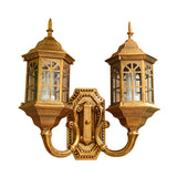 Lodges Castle Sconce Light Fixture 2 Lights Aluminum Wall Mount Lamp in Black/Brass with Double Curved Arm Clearhalo 'Wall Lamps & Sconces' 'Wall Lights' Lighting' 615705