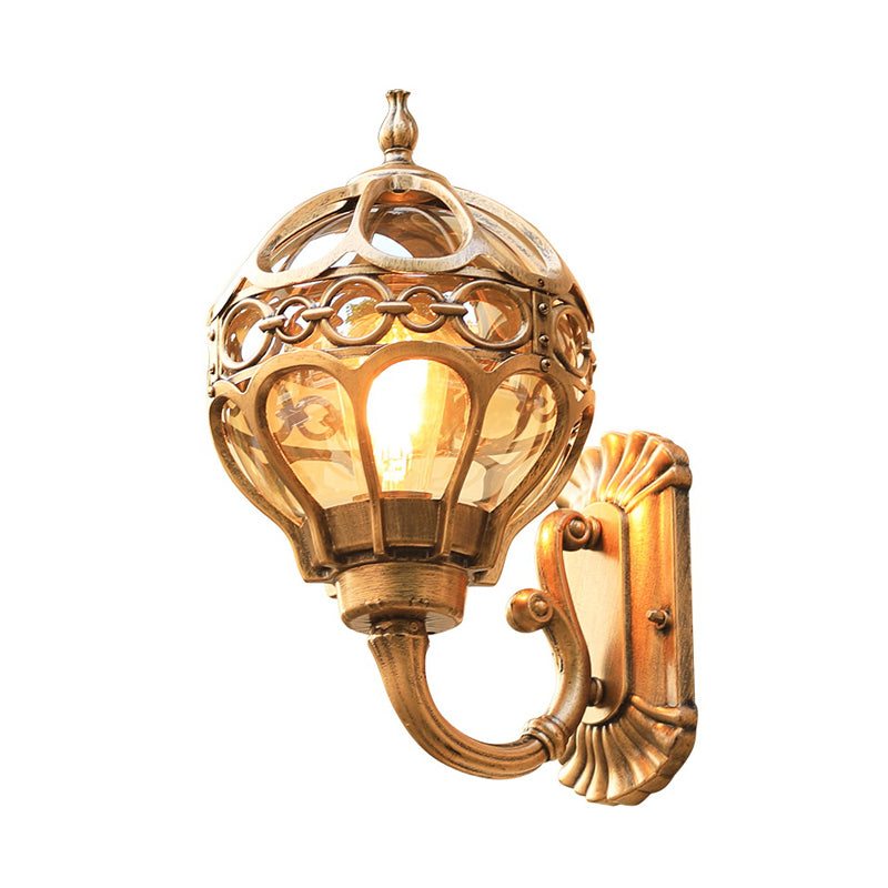 Aluminum Black/Brass Wall Sconce Light Sphere 1 Light Country Wall Mount Lamp with Clear Glass Shade Clearhalo 'Wall Lamps & Sconces' 'Wall Lights' Lighting' 615729