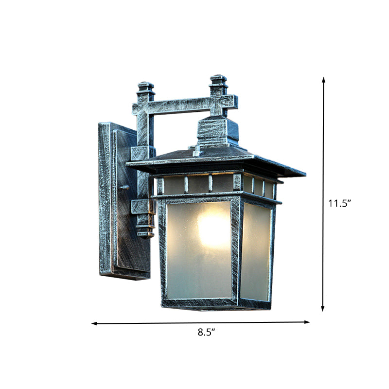 Aluminum Aged Silver Sconce Pavilion 1-Bulb Rustic Wall Mount Lamp with Translucent Glass Shade Clearhalo 'Wall Lamps & Sconces' 'Wall Lights' Lighting' 615746