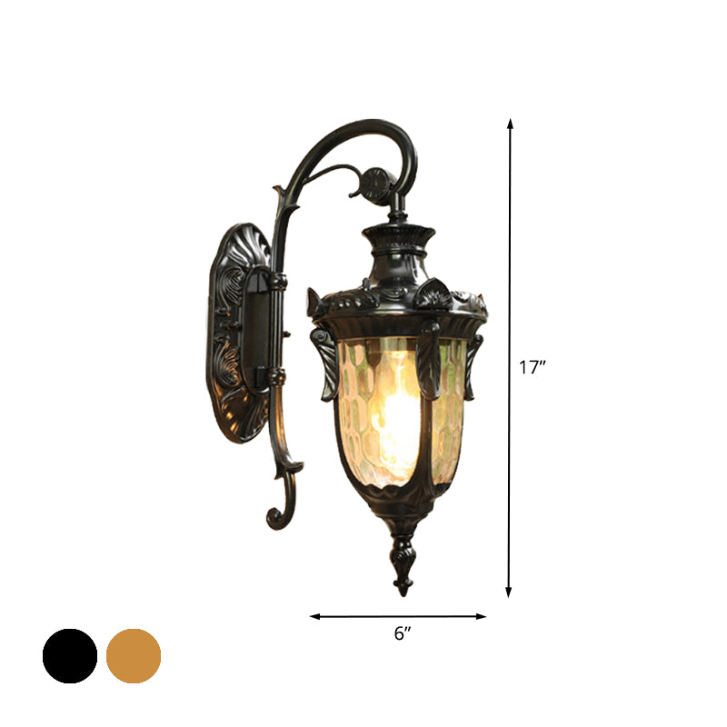 1-Head Water Glass Wall Mount Lamp Countryside Gold/Black Pinecone Outdoor Wall Sconce Lighting Clearhalo 'Wall Lamps & Sconces' 'Wall Lights' Lighting' 615751