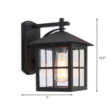 Black 1 Head Wall Sconce Light Lodges Clear Glass Cuboid Wall Lamp Fixture for Outdoor Clearhalo 'Wall Lamps & Sconces' 'Wall Lights' Lighting' 615776