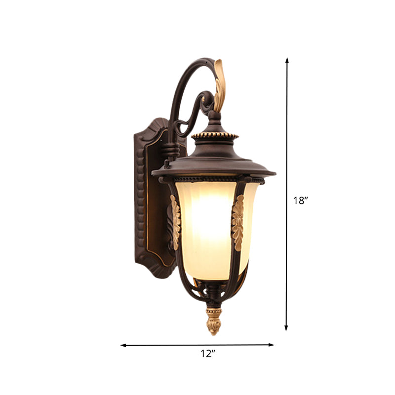 Acorn Outdoor Wall Mounted Light Farmhouse White Ribbed Glass 1-Bulb Coffee Up/Down Wall Lamp Sconce Clearhalo 'Wall Lamps & Sconces' 'Wall Lights' Lighting' 615826