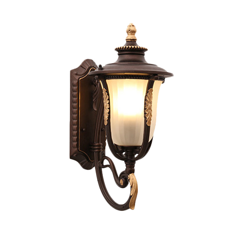 Acorn Outdoor Wall Mounted Light Farmhouse White Ribbed Glass 1-Bulb Coffee Up/Down Wall Lamp Sconce Clearhalo 'Wall Lamps & Sconces' 'Wall Lights' Lighting' 615829