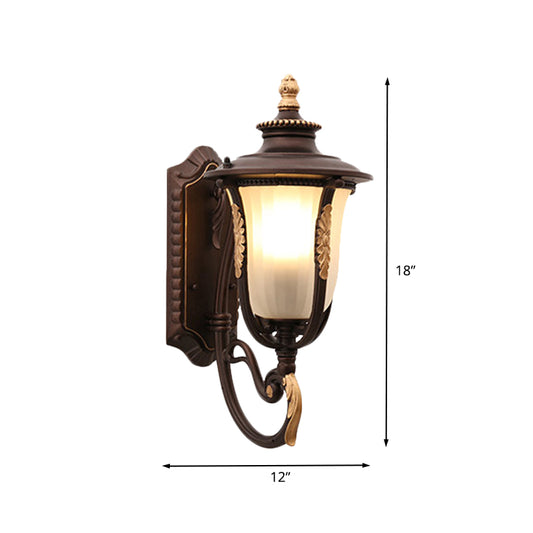 Acorn Outdoor Wall Mounted Light Farmhouse White Ribbed Glass 1-Bulb Coffee Up/Down Wall Lamp Sconce Clearhalo 'Wall Lamps & Sconces' 'Wall Lights' Lighting' 615830