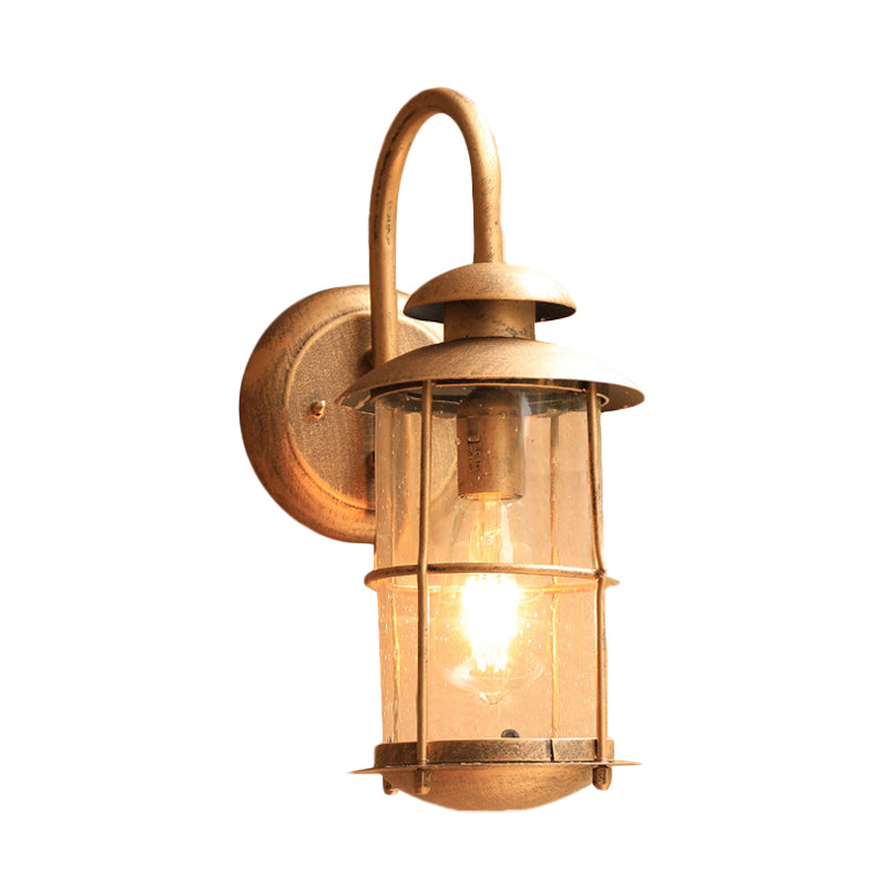 Brass 1 Light Wall Light Fixture Country Water Glass Bamboo Shape Wall Mounted Lamp Clearhalo 'Wall Lamps & Sconces' 'Wall Lights' Lighting' 615841