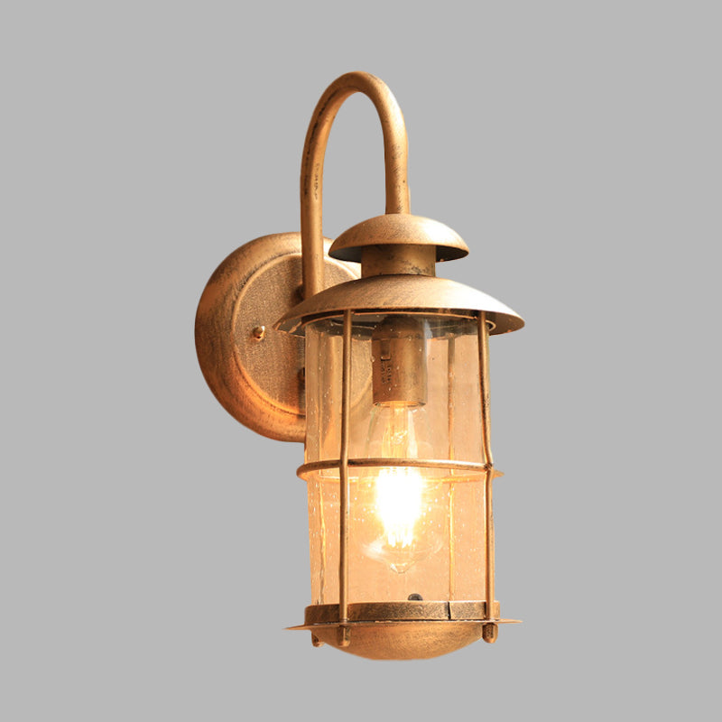 Brass 1 Light Wall Light Fixture Country Water Glass Bamboo Shape Wall Mounted Lamp Clearhalo 'Wall Lamps & Sconces' 'Wall Lights' Lighting' 615842