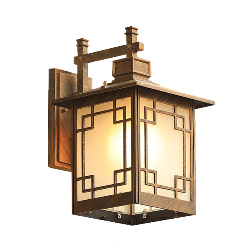 1-Head Open Bottom Sconce Light Country Brass/Black Finish Opal Frosted Glass Wall Mounted Lamp Fixture Clearhalo 'Wall Lamps & Sconces' 'Wall Lights' Lighting' 615890