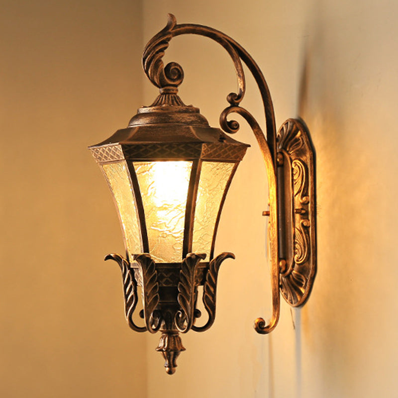 Dark Coffee 1-Head Sconce Lighting Farmhouse Metal Curving Wall Mount Lamp Fixture for Corner Clearhalo 'Wall Lamps & Sconces' 'Wall Lights' Lighting' 615950