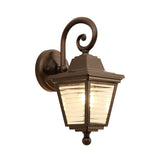 1 Light Wall Mount Lamp Rustic Outdoor Sconce Lighting with Glacier Prismatic Glass Shade in Black Clearhalo 'Wall Lamps & Sconces' 'Wall Lights' Lighting' 615977