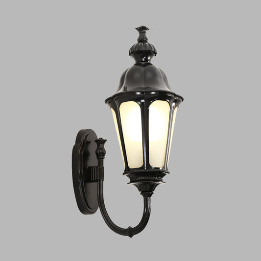 Lodges Plum Blossom Wall Mount Lighting 1 Light Metallic Wall Lamp Sconce in Black with Frosted Glass Shade Clearhalo 'Wall Lamps & Sconces' 'Wall Lights' Lighting' 615988