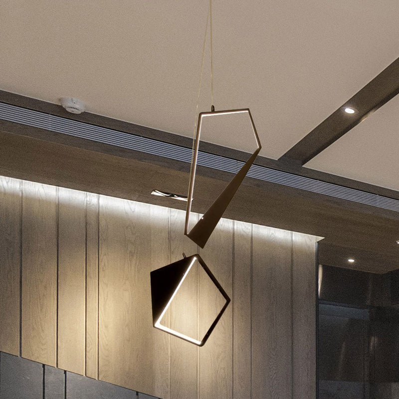 Black Geometric Hanging Light Kit Minimalist LED Acrylic Cluster Pendant Lamp in White/Warm Light for Living Room Black Clearhalo 'Ceiling Lights' 'Modern Pendants' 'Modern' 'Pendant Lights' 'Pendants' Lighting' 615990