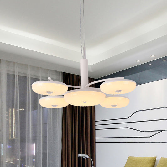 Acrylic Round Hanging Chandelier Modernist 5 Lights LED Pendant Ceiling Lamp in White White Clearhalo 'Ceiling Lights' 'Chandeliers' 'Modern Chandeliers' 'Modern' Lighting' 616005