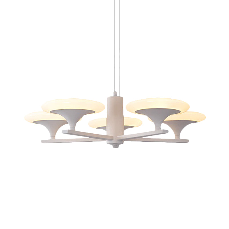 White Radial Chandelier Pendant Light Modern 5 Heads 23.5"/28" Wide Acrylic LED Up Hanging Lamp in White/Warm Light Clearhalo 'Ceiling Lights' 'Chandeliers' 'Modern Chandeliers' 'Modern' Lighting' 616012