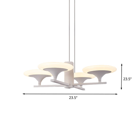 White Radial Chandelier Pendant Light Modern 5 Heads 23.5"/28" Wide Acrylic LED Up Hanging Lamp in White/Warm Light Clearhalo 'Ceiling Lights' 'Chandeliers' 'Modern Chandeliers' 'Modern' Lighting' 616018