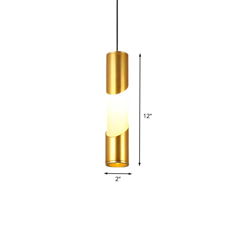 Gold Tube Pendant Lighting Simple LED Metallic Hanging Lamp for Restaurant in Warm/White Light Clearhalo 'Ceiling Lights' 'Modern Pendants' 'Modern' 'Pendant Lights' 'Pendants' Lighting' 616033