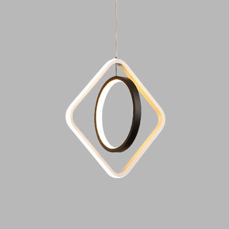 Modern LED Suspension Light Black Hoop and Square Ceiling Pendant Lamp with Acrylic Shade in Warm/White Light Clearhalo 'Ceiling Lights' 'Modern Pendants' 'Modern' 'Pendant Lights' 'Pendants' Lighting' 616057