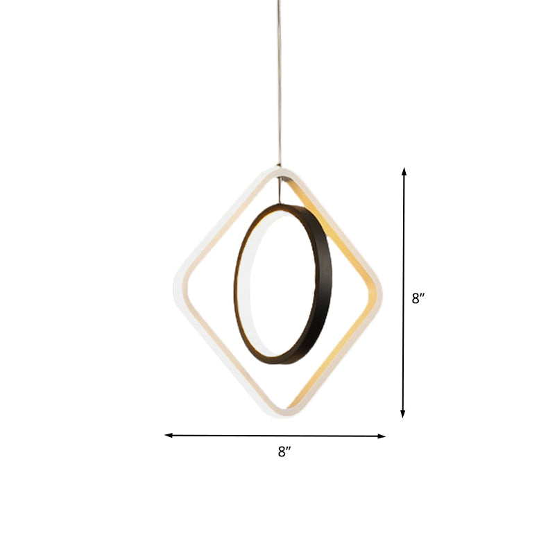 Modern LED Suspension Light Black Hoop and Square Ceiling Pendant Lamp with Acrylic Shade in Warm/White Light Clearhalo 'Ceiling Lights' 'Modern Pendants' 'Modern' 'Pendant Lights' 'Pendants' Lighting' 616058
