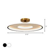 Acrylic Flat Semi Flushmount Simple White and Gold/Black and Gold LED Close to Ceiling Light in Warm/White Light, 18"/21.5" Dia Clearhalo 'Ceiling Lights' 'Close To Ceiling Lights' 'Close to ceiling' 'Semi-flushmount' Lighting' 616112