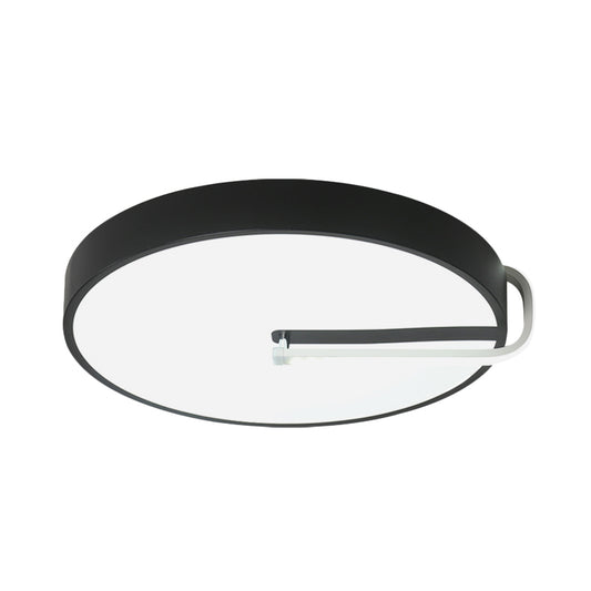 Simple Drum Flush Mount Lighting Metal LED Bedroom Close to Ceiling Lamp in Black, 16"/19.5" Wide Clearhalo 'Ceiling Lights' 'Close To Ceiling Lights' 'Close to ceiling' 'Flush mount' Lighting' 616118