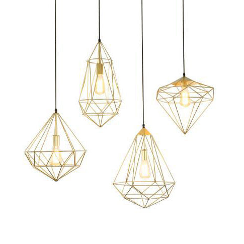 1 Light Prism Cage Pendant Lighting Modern Style Gold Metallic Suspension Lamp with Adjustable Cord Clearhalo 'Ceiling Lights' 'Modern Pendants' 'Modern' 'Pendant Lights' 'Pendants' Lighting' 61615