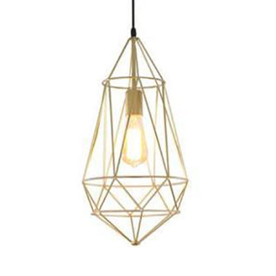 1 Light Prism Cage Pendant Lighting Modern Style Gold Metallic Suspension Lamp with Adjustable Cord Gold A Clearhalo 'Ceiling Lights' 'Modern Pendants' 'Modern' 'Pendant Lights' 'Pendants' Lighting' 61618