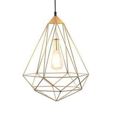 1 Light Prism Cage Pendant Lighting Modern Style Gold Metallic Suspension Lamp with Adjustable Cord Gold C Clearhalo 'Ceiling Lights' 'Modern Pendants' 'Modern' 'Pendant Lights' 'Pendants' Lighting' 61619