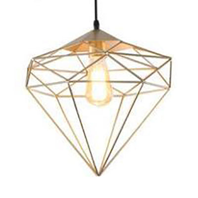 1 Light Prism Cage Pendant Lighting Modern Style Gold Metallic Suspension Lamp with Adjustable Cord Gold B Clearhalo 'Ceiling Lights' 'Modern Pendants' 'Modern' 'Pendant Lights' 'Pendants' Lighting' 61620