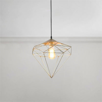 1 Light Prism Cage Pendant Lighting Modern Style Gold Metallic Suspension Lamp with Adjustable Cord Clearhalo 'Ceiling Lights' 'Modern Pendants' 'Modern' 'Pendant Lights' 'Pendants' Lighting' 61621