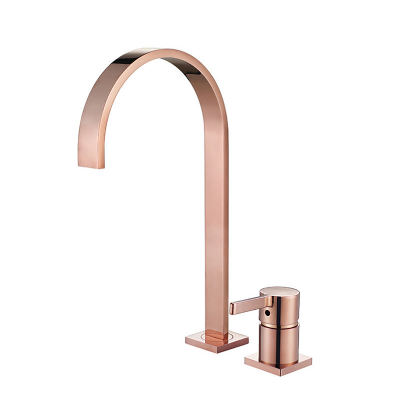Light Luxury Vanity Sink Faucet Cubic Single Handle Faucet for Bathroom Rose Gold Clearhalo 'Bathroom Remodel & Bathroom Fixtures' 'Bathroom Sink Faucets' 'Bathroom Sinks & Faucet Components' 'bathroom_sink_faucets' 'Home Improvement' 'home_improvement' 'home_improvement_bathroom_sink_faucets' 6163283
