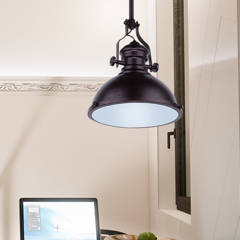 Black/White/Purple Finish 1 Light Pendant Lighting Vintage Metallic Domed Ceiling Light with Glass Diffuser, 12"/16"/16.5" Dia Clearhalo 'Art Deco Pendants' 'Black' 'Cast Iron' 'Ceiling Lights' 'Ceramic' 'Crystal' 'Industrial Pendants' 'Industrial' 'Metal' 'Middle Century Pendants' 'Pendant Lights' 'Pendants' 'Rustic Pendants' 'Tiffany' Lighting' 616499