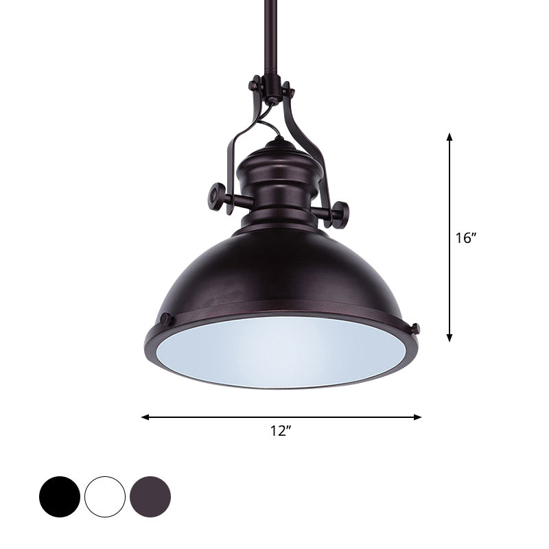 Black/White/Purple Finish 1 Light Pendant Lighting Vintage Metallic Domed Ceiling Light with Glass Diffuser, 12"/16"/16.5" Dia Clearhalo 'Art Deco Pendants' 'Black' 'Cast Iron' 'Ceiling Lights' 'Ceramic' 'Crystal' 'Industrial Pendants' 'Industrial' 'Metal' 'Middle Century Pendants' 'Pendant Lights' 'Pendants' 'Rustic Pendants' 'Tiffany' Lighting' 616502