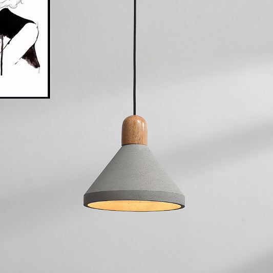1 Head Pendant Lighting with Conic Shade Cement Farmhouse Bar Ceiling Fixture in Grey Grey Clearhalo 'Ceiling Lights' 'Modern Pendants' 'Modern' 'Pendant Lights' 'Pendants' Lighting' 616531