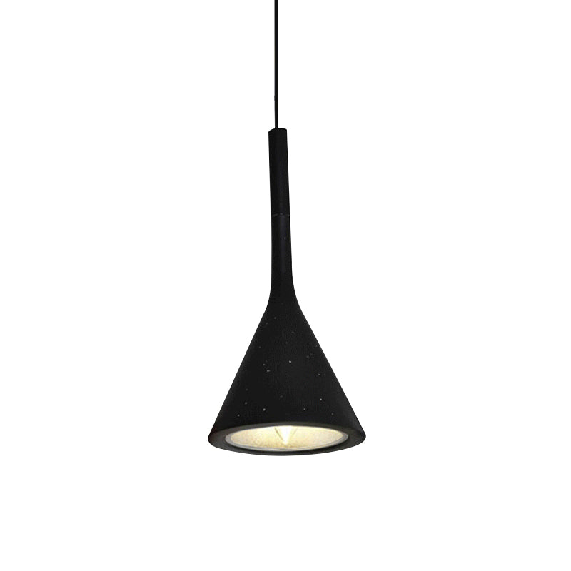 1 Head Hanging Pendant Lamp with Funnel Shade Aluminum and Concrete Industrial Bedside Ceiling Light Fixture in Black/Grey Clearhalo 'Ceiling Lights' 'Modern Pendants' 'Modern' 'Pendant Lights' 'Pendants' Lighting' 616539
