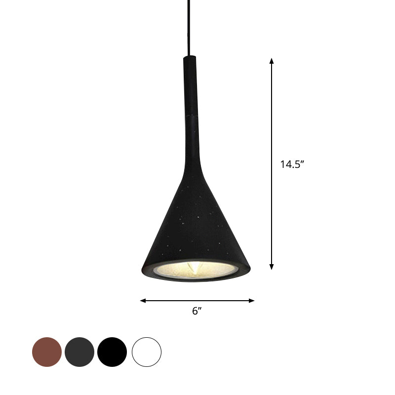 1 Head Hanging Pendant Lamp with Funnel Shade Aluminum and Concrete Industrial Bedside Ceiling Light Fixture in Black/Grey Clearhalo 'Ceiling Lights' 'Modern Pendants' 'Modern' 'Pendant Lights' 'Pendants' Lighting' 616540