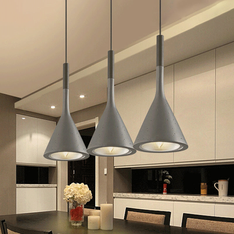 1 Head Hanging Pendant Lamp with Funnel Shade Aluminum and Concrete Industrial Bedside Ceiling Light Fixture in Black/Grey Clearhalo 'Ceiling Lights' 'Modern Pendants' 'Modern' 'Pendant Lights' 'Pendants' Lighting' 616542