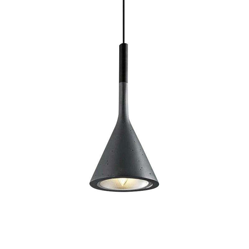 1 Head Hanging Pendant Lamp with Funnel Shade Aluminum and Concrete Industrial Bedside Ceiling Light Fixture in Black/Grey Clearhalo 'Ceiling Lights' 'Modern Pendants' 'Modern' 'Pendant Lights' 'Pendants' Lighting' 616544