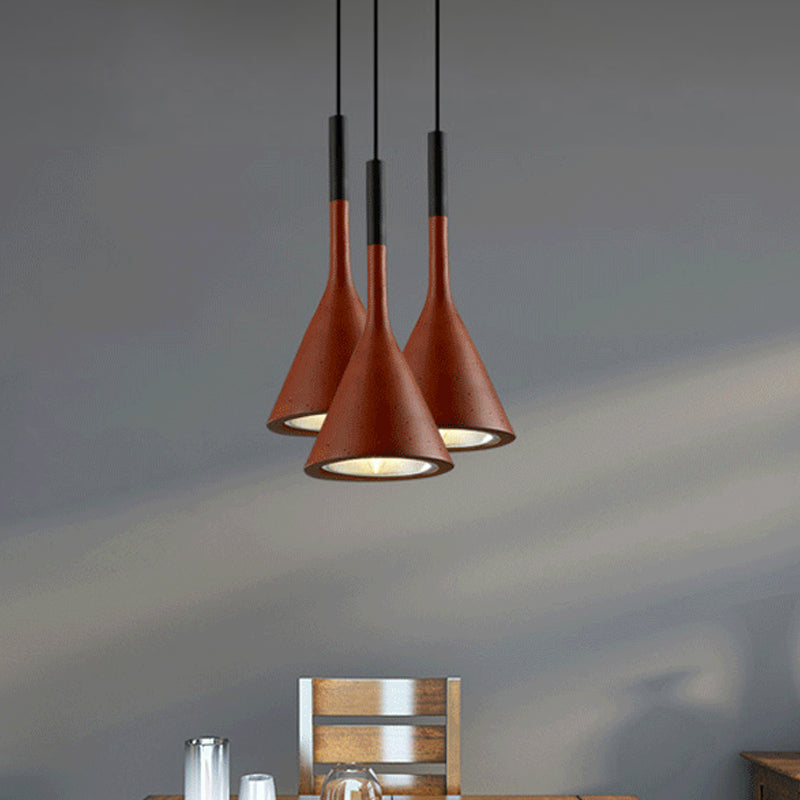 1 Head Hanging Pendant Lamp with Funnel Shade Aluminum and Concrete Industrial Bedside Ceiling Light Fixture in Black/Grey Clearhalo 'Ceiling Lights' 'Modern Pendants' 'Modern' 'Pendant Lights' 'Pendants' Lighting' 616546
