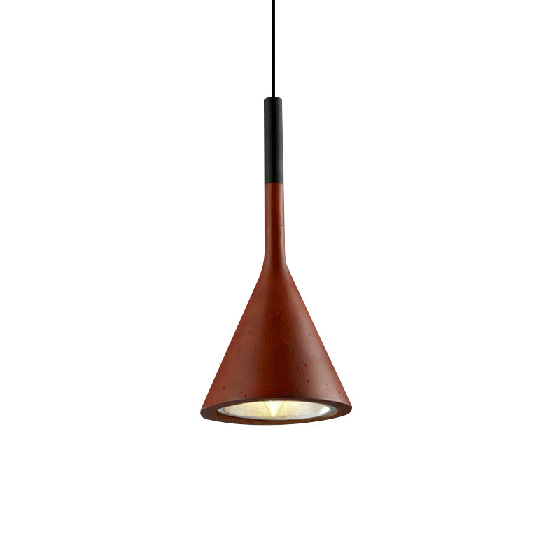 1 Head Hanging Pendant Lamp with Funnel Shade Aluminum and Concrete Industrial Bedside Ceiling Light Fixture in Black/Grey Clearhalo 'Ceiling Lights' 'Modern Pendants' 'Modern' 'Pendant Lights' 'Pendants' Lighting' 616548