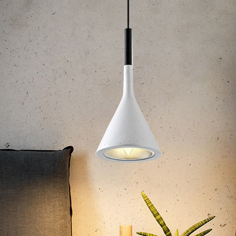 1 Head Hanging Pendant Lamp with Funnel Shade Aluminum and Concrete Industrial Bedside Ceiling Light Fixture in Black/Grey White Clearhalo 'Ceiling Lights' 'Modern Pendants' 'Modern' 'Pendant Lights' 'Pendants' Lighting' 616549