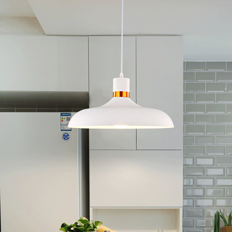 1 Bulb Pendant Lamp with Barn Shade Aluminum Macaron Style Restaurant Ceiling Light Fixture in Grey/Blue Clearhalo 'Ceiling Lights' 'Modern Pendants' 'Modern' 'Pendant Lights' 'Pendants' Lighting' 616559