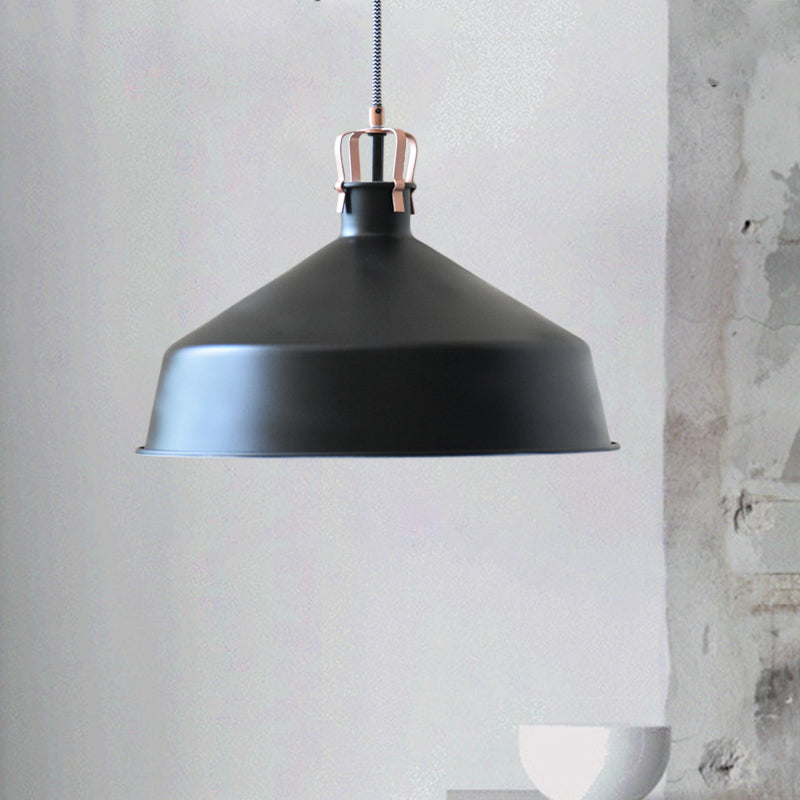 8.5"/13" Wide 1 Head Ceiling Pendant with Dome Shade Metallic Minimalism Living Room Pendant Ceiling Light in Black/White Black 13" Clearhalo 'Ceiling Lights' 'Modern Pendants' 'Modern' 'Pendant Lights' 'Pendants' Lighting' 616574