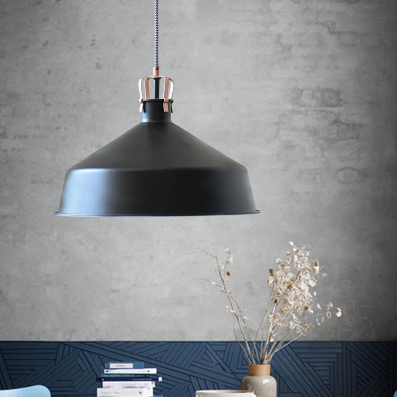 8.5"/13" Wide 1 Head Ceiling Pendant with Dome Shade Metallic Minimalism Living Room Pendant Ceiling Light in Black/White Clearhalo 'Ceiling Lights' 'Modern Pendants' 'Modern' 'Pendant Lights' 'Pendants' Lighting' 616575