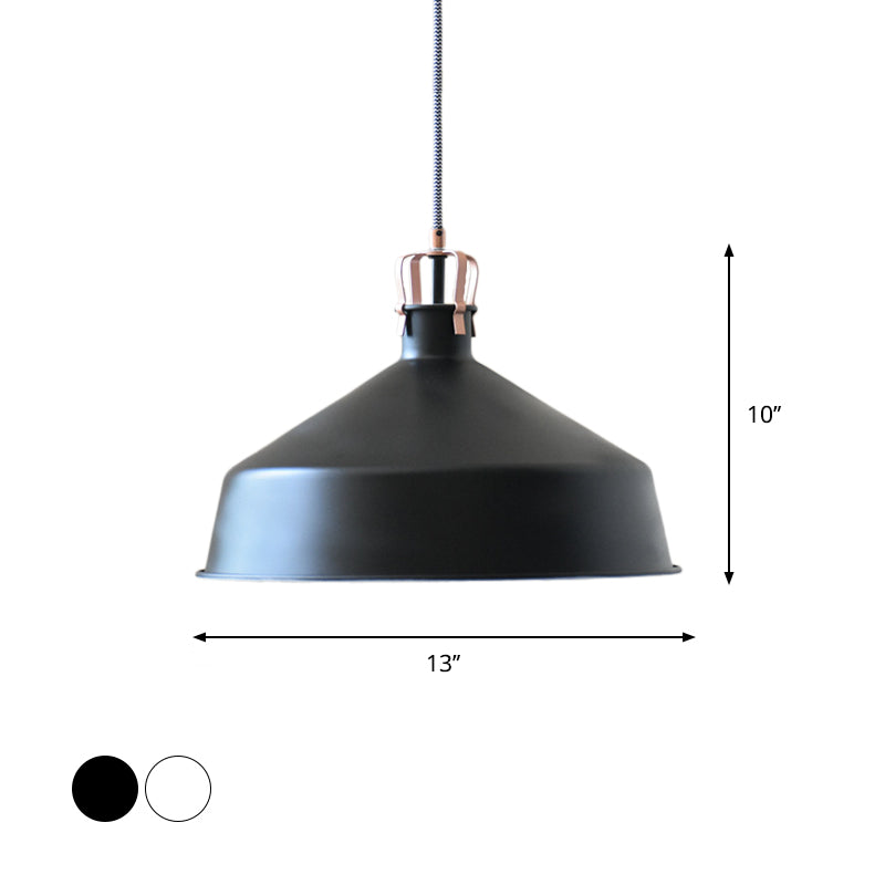 8.5"/13" Wide 1 Head Ceiling Pendant with Dome Shade Metallic Minimalism Living Room Pendant Ceiling Light in Black/White Clearhalo 'Ceiling Lights' 'Modern Pendants' 'Modern' 'Pendant Lights' 'Pendants' Lighting' 616578