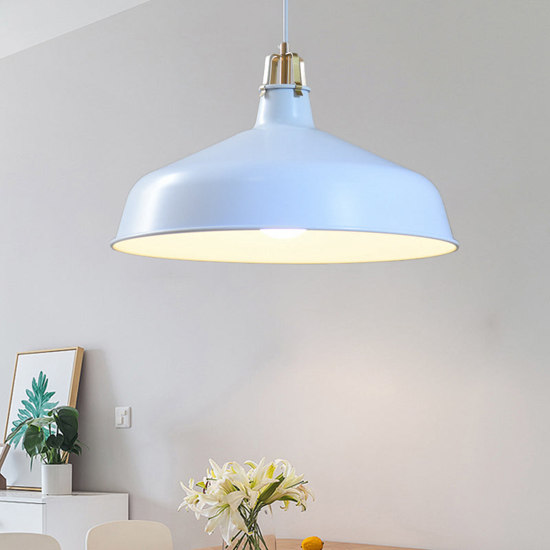 8.5"/13" Wide 1 Head Ceiling Pendant with Dome Shade Metallic Minimalism Living Room Pendant Ceiling Light in Black/White Clearhalo 'Ceiling Lights' 'Modern Pendants' 'Modern' 'Pendant Lights' 'Pendants' Lighting' 616580