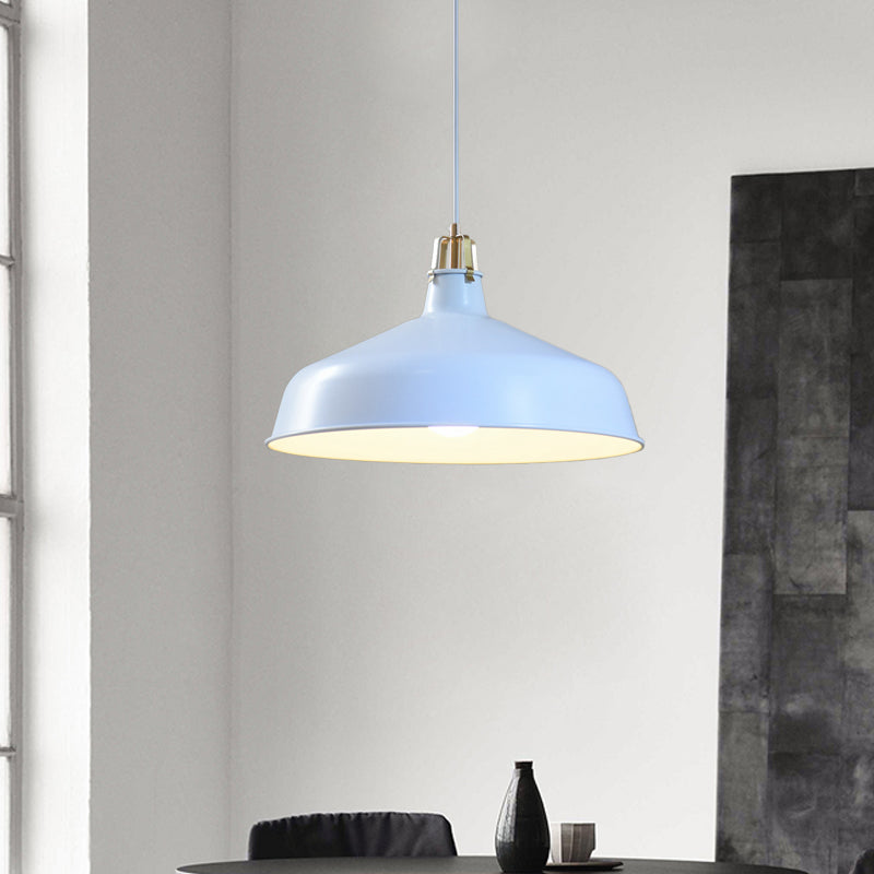 8.5"/13" Wide 1 Head Ceiling Pendant with Dome Shade Metallic Minimalism Living Room Pendant Ceiling Light in Black/White Clearhalo 'Ceiling Lights' 'Modern Pendants' 'Modern' 'Pendant Lights' 'Pendants' Lighting' 616581