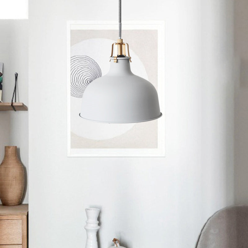 8.5"/13" Wide 1 Head Ceiling Pendant with Dome Shade Metallic Minimalism Living Room Pendant Ceiling Light in Black/White Clearhalo 'Ceiling Lights' 'Modern Pendants' 'Modern' 'Pendant Lights' 'Pendants' Lighting' 616584