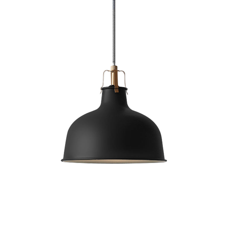 8.5"/13" Wide 1 Head Ceiling Pendant with Dome Shade Metallic Minimalism Living Room Pendant Ceiling Light in Black/White Clearhalo 'Ceiling Lights' 'Modern Pendants' 'Modern' 'Pendant Lights' 'Pendants' Lighting' 616590