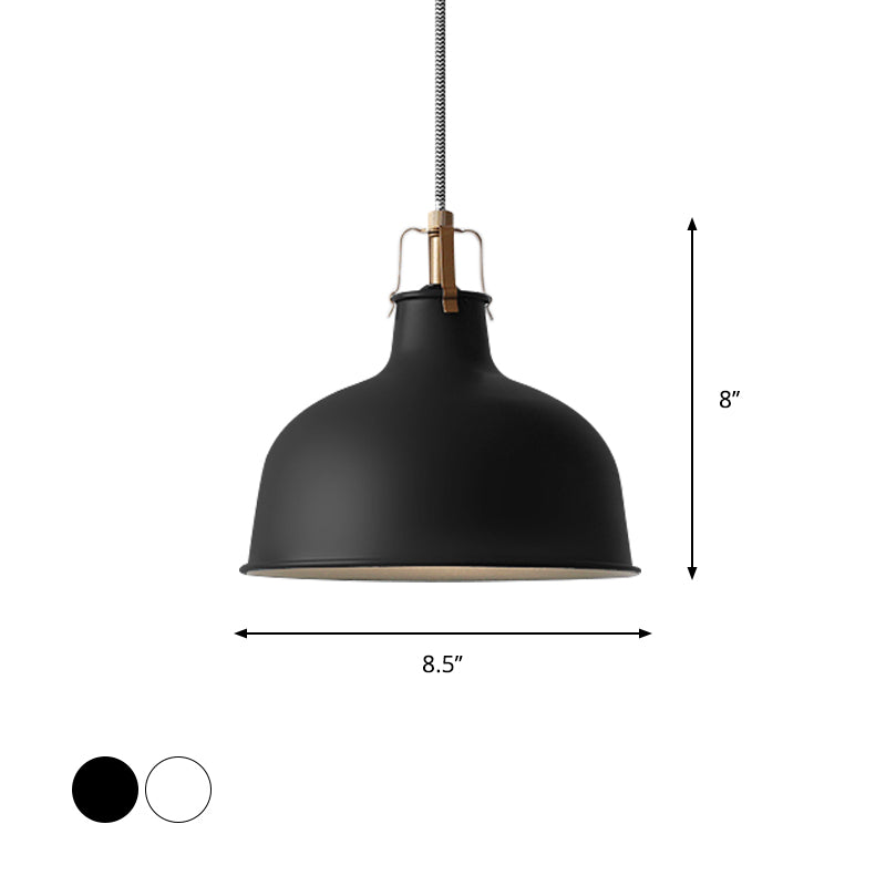 8.5"/13" Wide 1 Head Ceiling Pendant with Dome Shade Metallic Minimalism Living Room Pendant Ceiling Light in Black/White Clearhalo 'Ceiling Lights' 'Modern Pendants' 'Modern' 'Pendant Lights' 'Pendants' Lighting' 616591