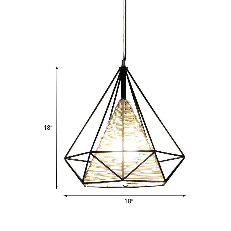 15"/18"/19.5" Wide Diamond Rattan Hanging Pendant Modern 1 Light Beige Hanging Ceiling Light for Kitchen Island Clearhalo 'Ceiling Lights' 'Modern Pendants' 'Modern' 'Pendant Lights' 'Pendants' Lighting' 616640